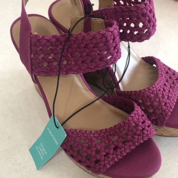 MAURICES Beverly Crochet Cork Heel Platform Wedge Sandals size 8 NWT - Picture 5 of 5